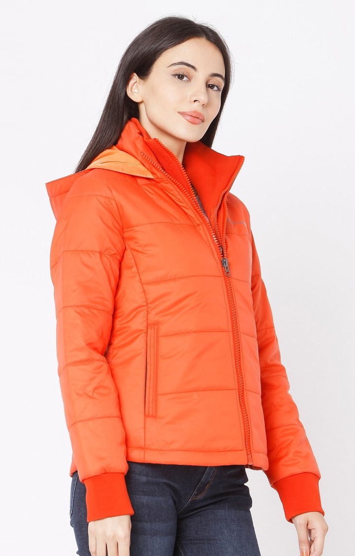 spykar | Spykar Orange Polyester Regular Fit Bomber Jackets For Women 3