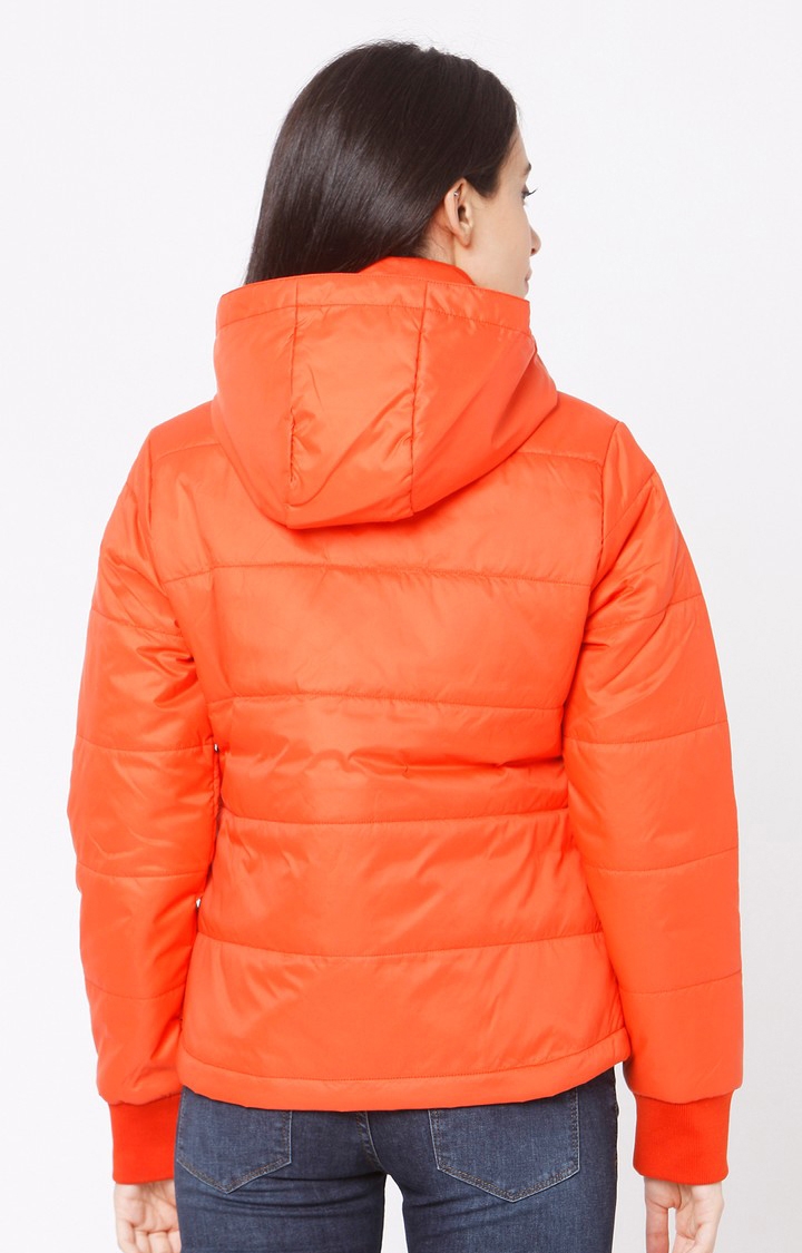 spykar | Spykar Orange Polyester Regular Fit Bomber Jackets For Women 4