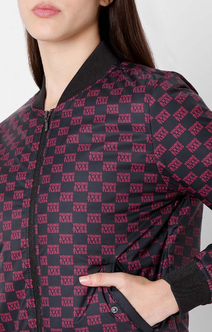 Spykar Pink Cotton Regular Fit Bomber Jackets For Women