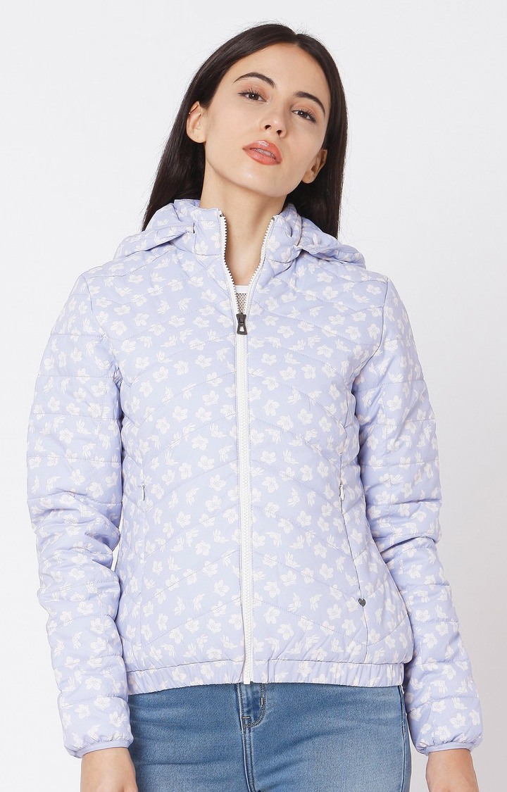 Spykar Purple Cotton Regular Fit Bomber Jackets For Women