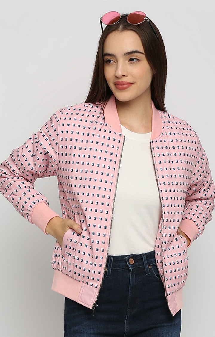 spykar | Spykar Pink Bomber Jacket For Women 5