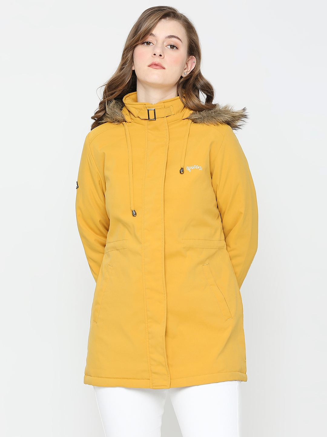 Spykar | Spykar Women Mustard Nylon Slim Fit Hooded Jacket 0