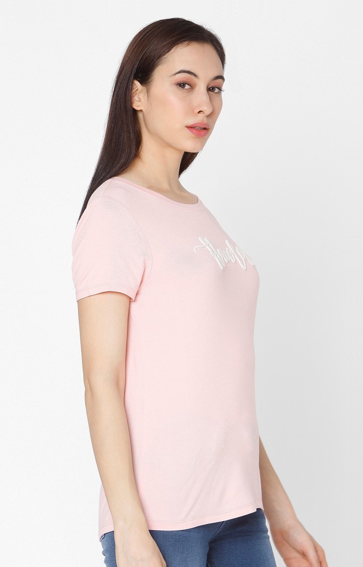 spykar | Spykar Pink Cotton Slim Fit T-Shirt For Women 3