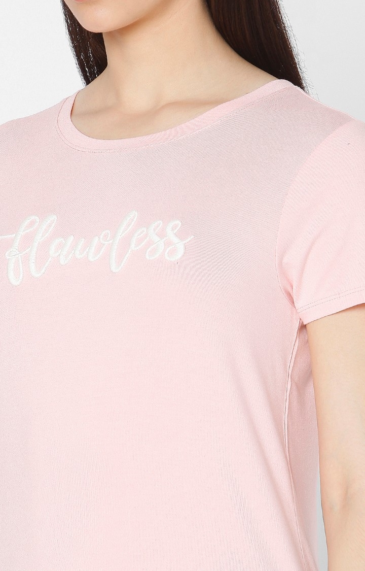 spykar | Spykar Pink Cotton Slim Fit T-Shirt For Women 5