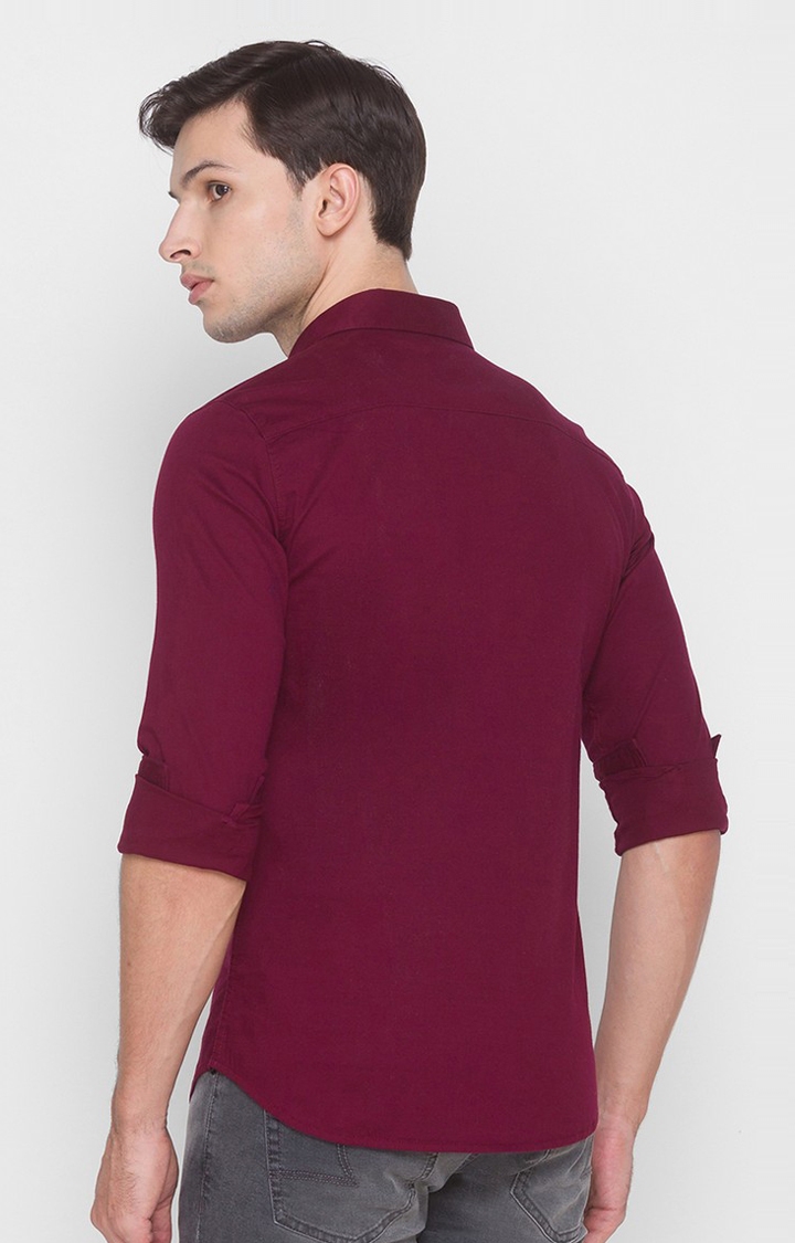 spykar | Men's Red Cotton Solid Casual Shirts 3