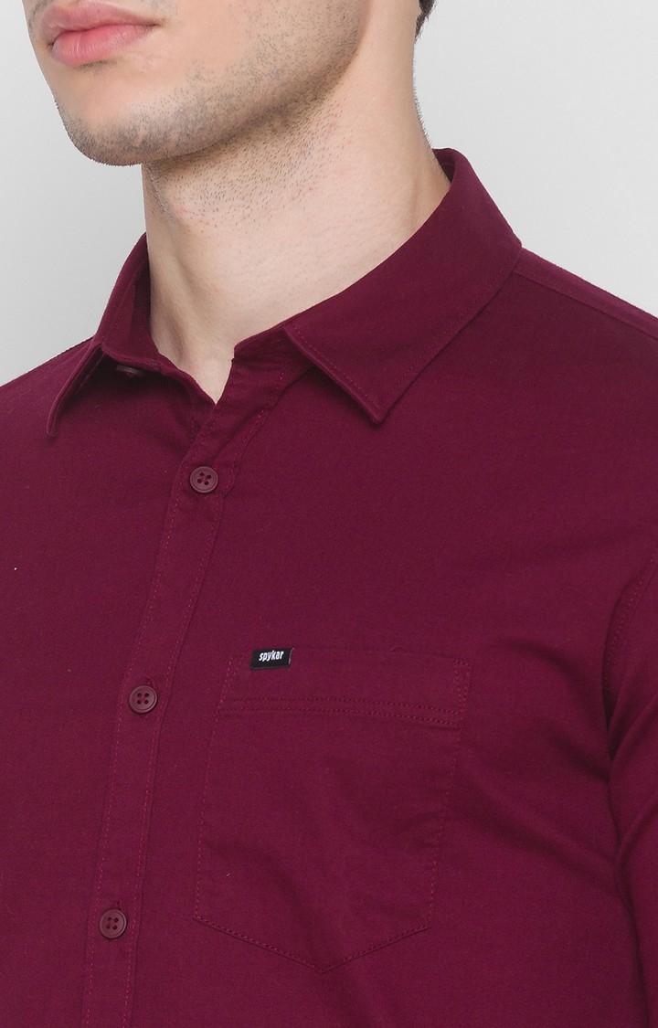 spykar | Men's Red Cotton Solid Casual Shirts 4