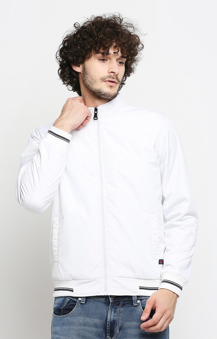 spykar | Spykar White Polyester Regular Fit Bomber Jackets For Men 0