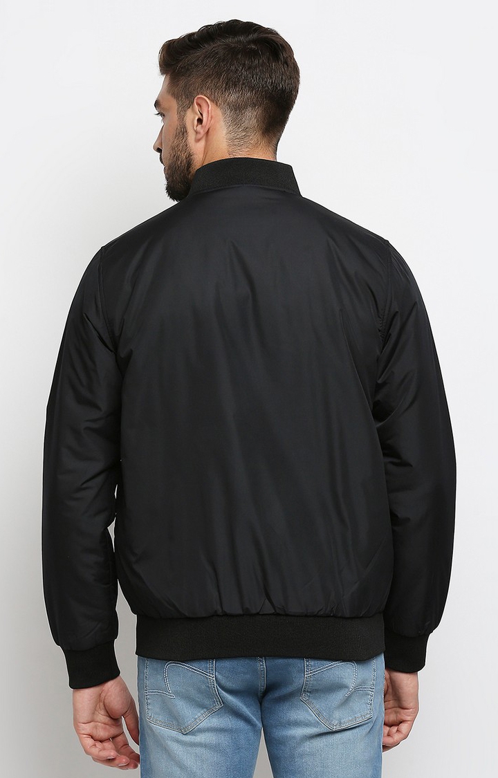 spykar | Spykar Black Polyester Regular Fit Bomber Jackets For Men 4