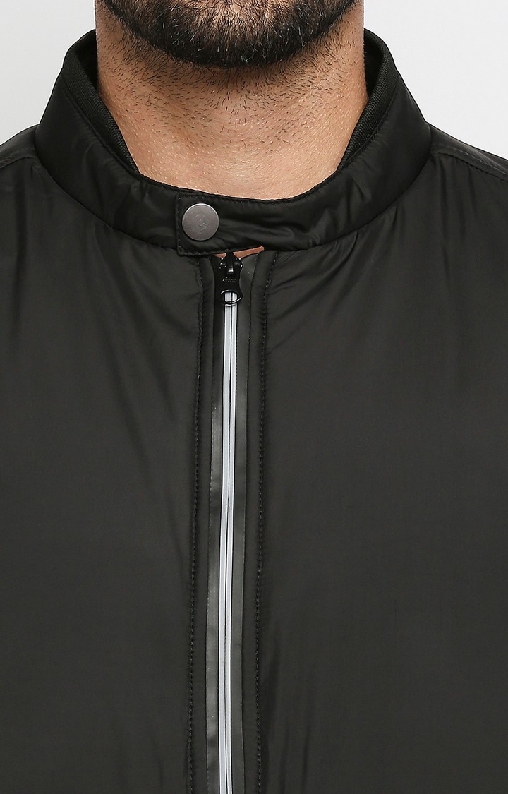 spykar | Spykar Black Polyester Regular Fit Bomber Jackets For Men 5