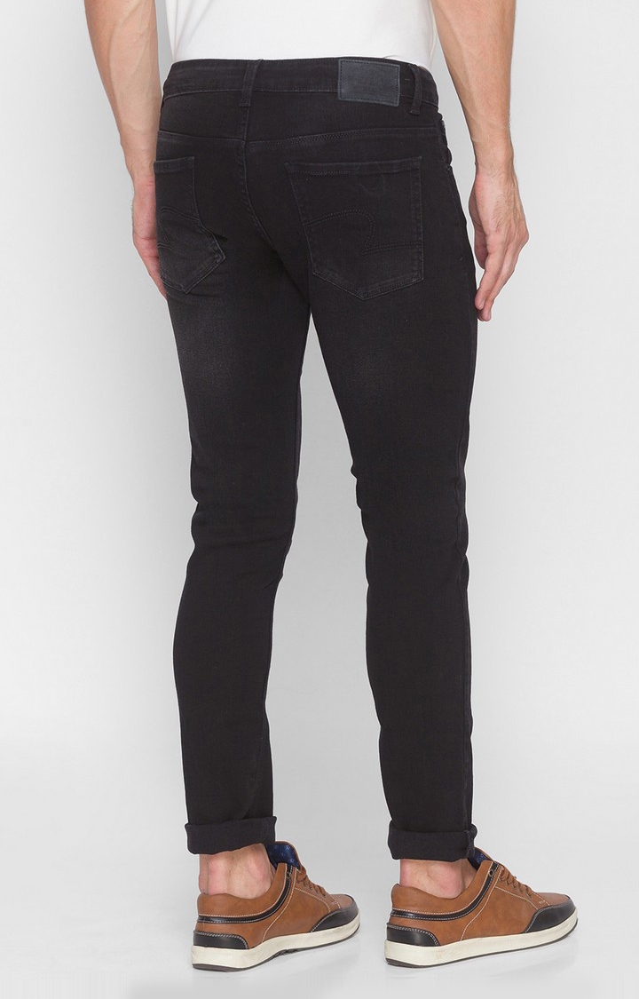 spykar | Men's Black Cotton Solid Skinny Jeans 3
