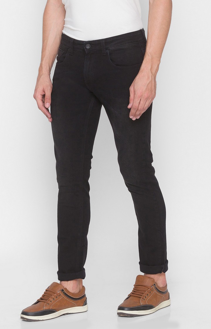 spykar | Men's Black Cotton Solid Skinny Jeans 2