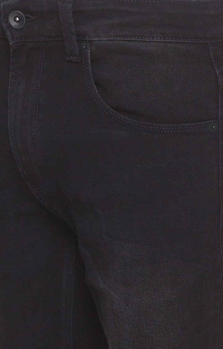 spykar | Men's Black Cotton Solid Skinny Jeans 4