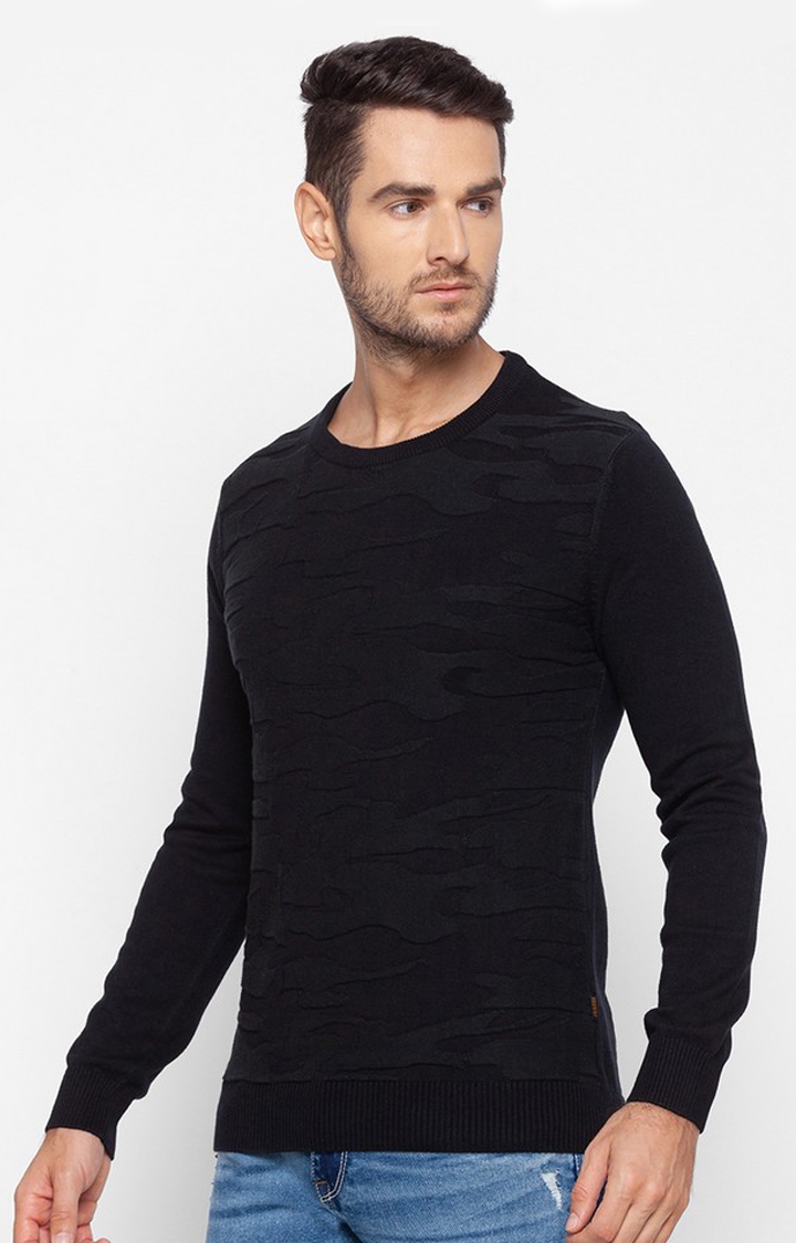 spykar | Spykar Black Cotton Regular Fit Sweatshirt For Men 2