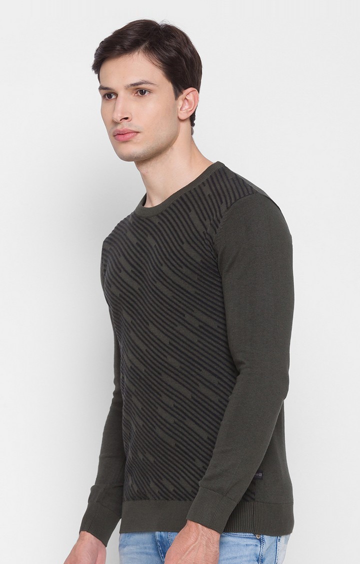 spykar | Spykar Green Cotton Regular Fit Sweatshirt For Men 2