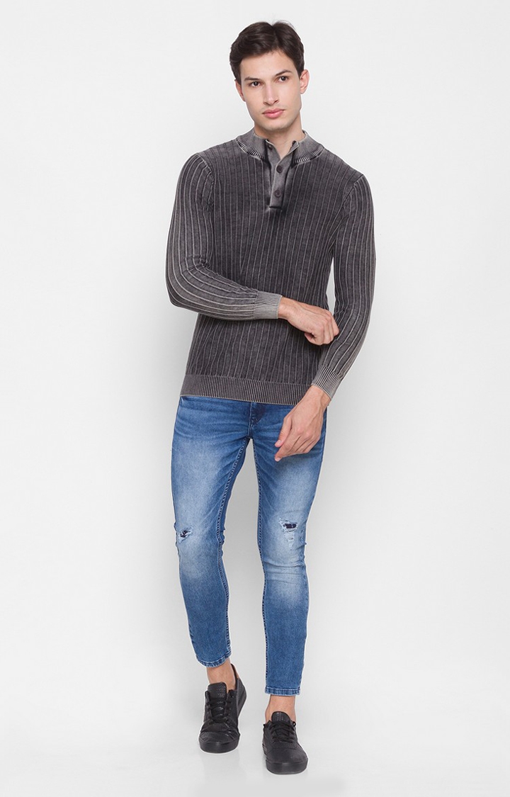 spykar | Spykar Grey Cotton Men Sweater 1