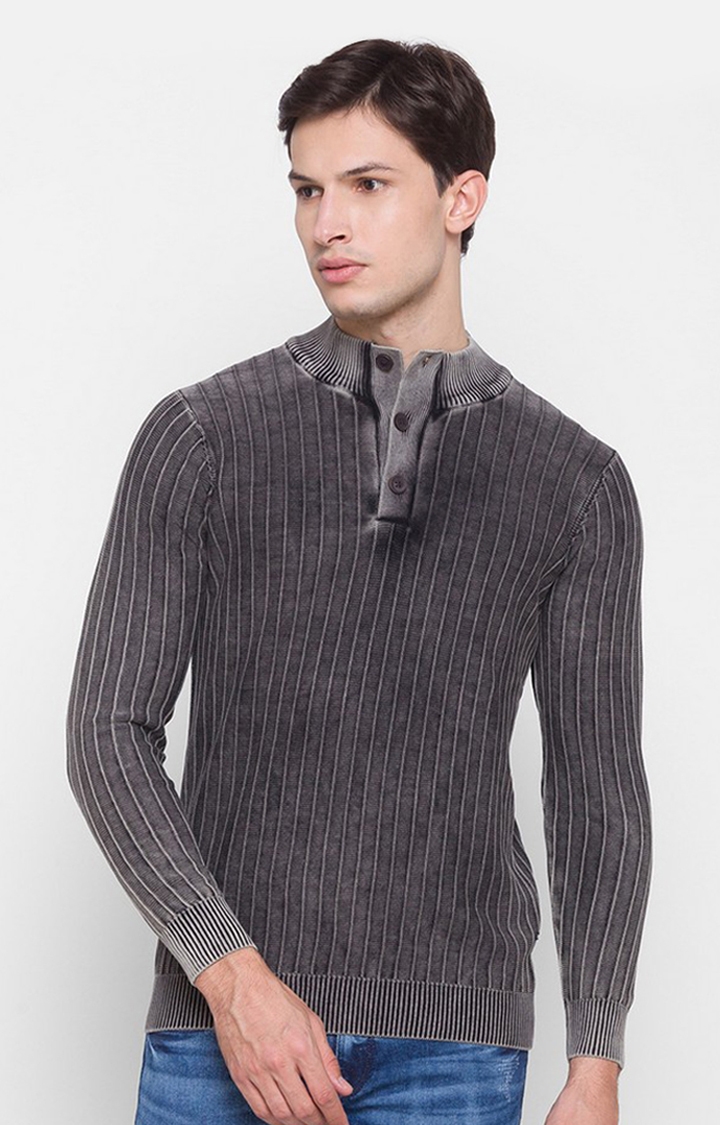 spykar | Spykar Grey Cotton Men Sweater 0