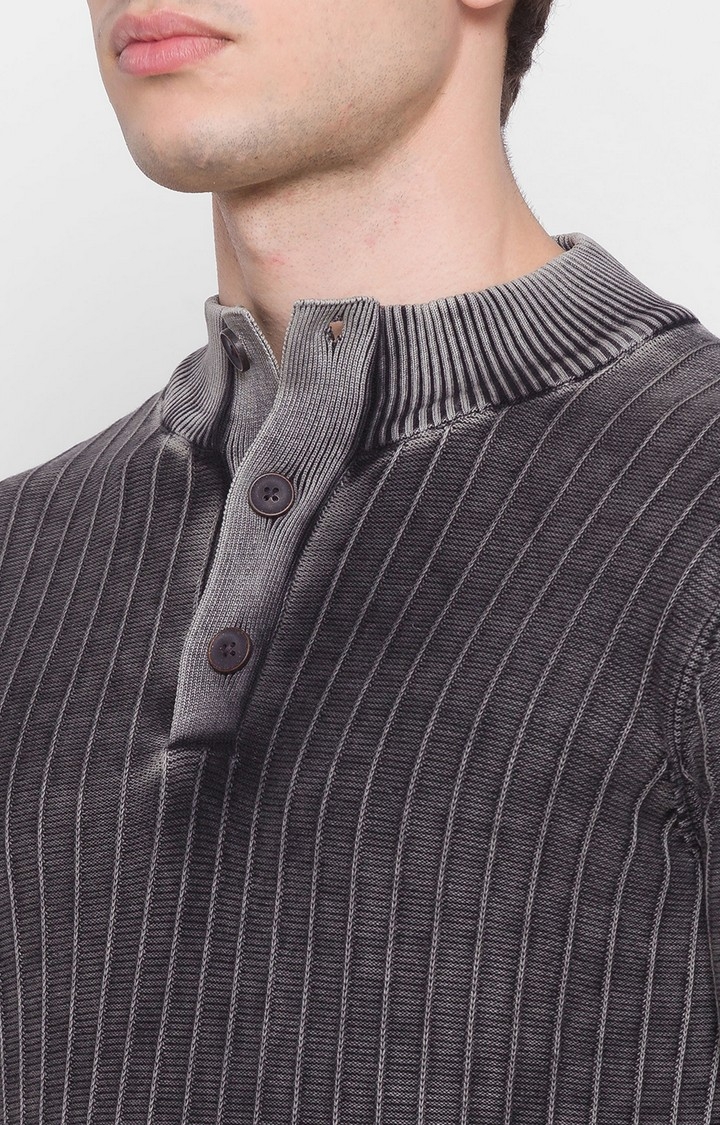 spykar | Spykar Grey Cotton Men Sweater 4