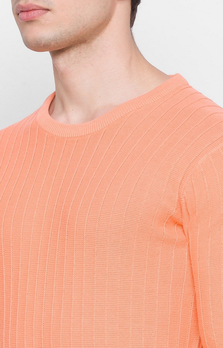 spykar | Spykar Orange Cotton Regular Fit Sweater For Men 4