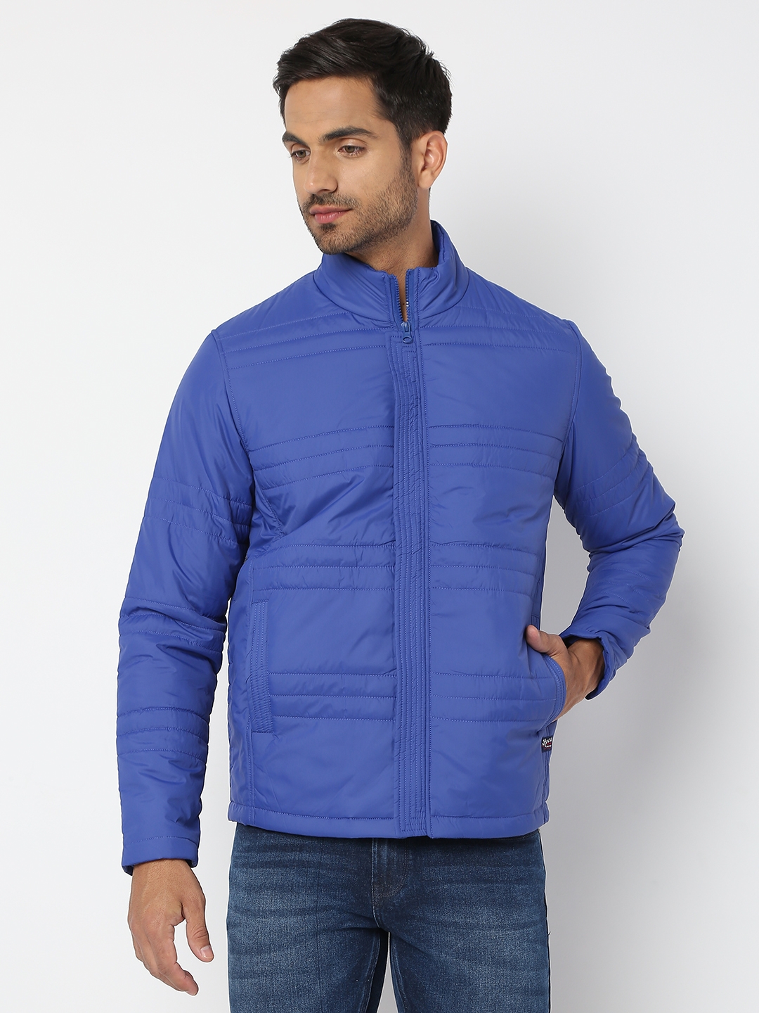 spykar | Spykar Men Royal Blue Nylon Regular Fit Jacket 0