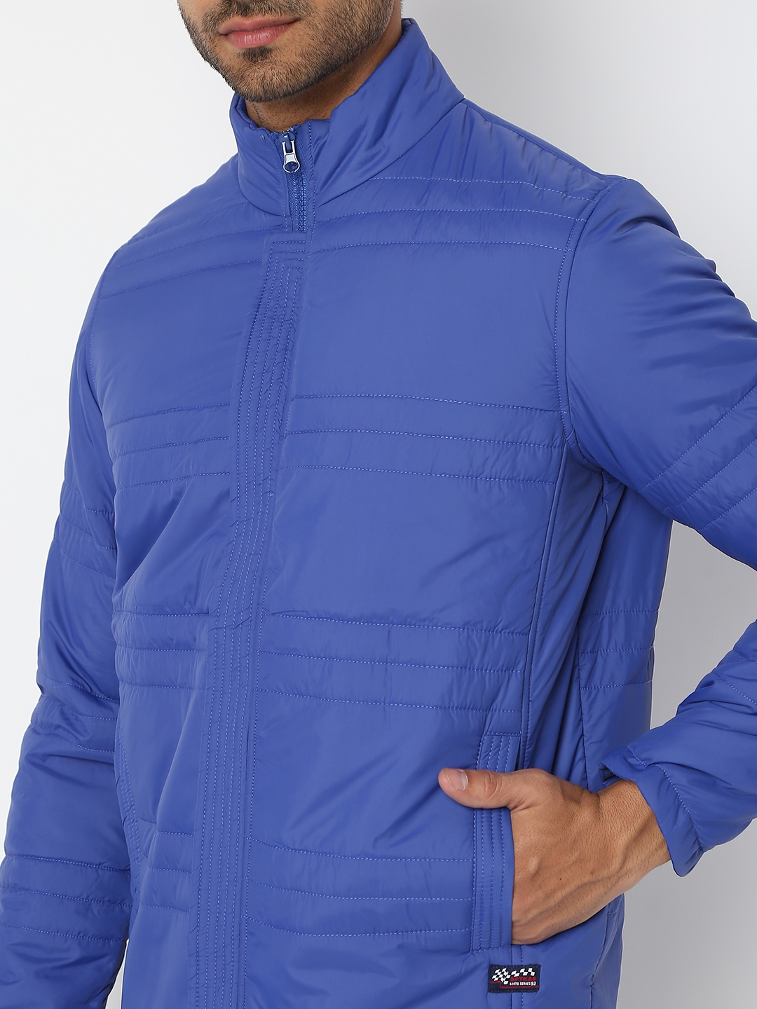 spykar | Spykar Men Royal Blue Nylon Regular Fit Jacket 4