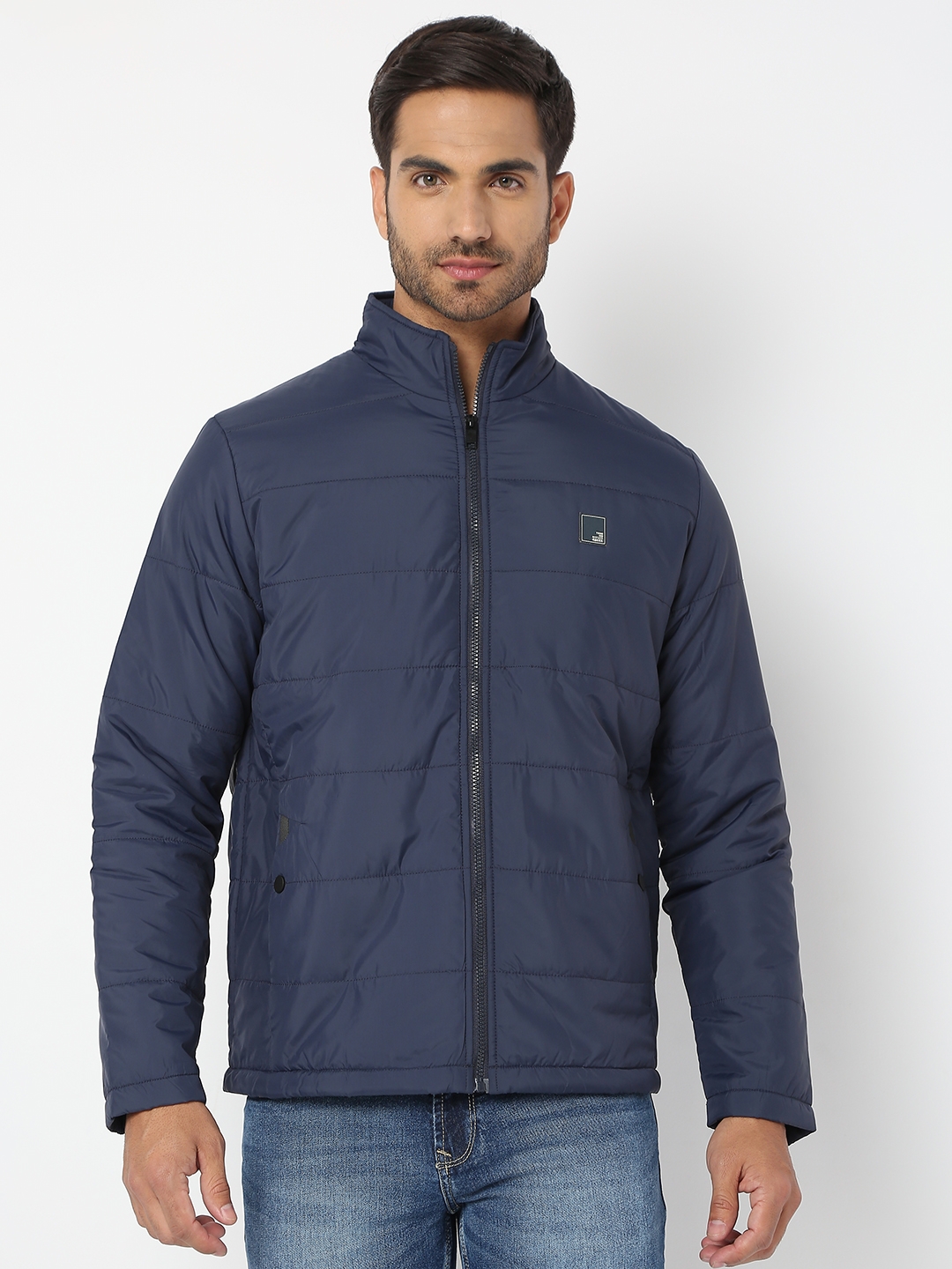spykar | Spykar Men Navy Blue Nylon Regular Fit Jacket 0