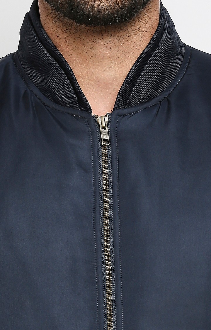 spykar | Spykar Blue Polyester Regular Fit Bomber Jackets For Men 5