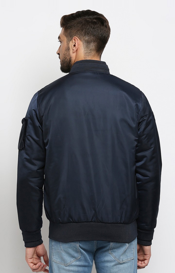 spykar | Spykar Blue Polyester Regular Fit Bomber Jackets For Men 4