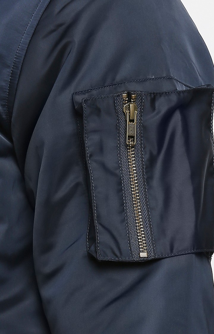 spykar | Spykar Blue Polyester Regular Fit Bomber Jackets For Men 6