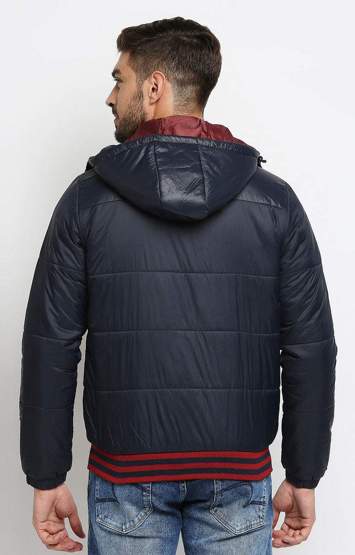 Spykar Blue Polyester Regular Fit Bomber Jackets For Men
