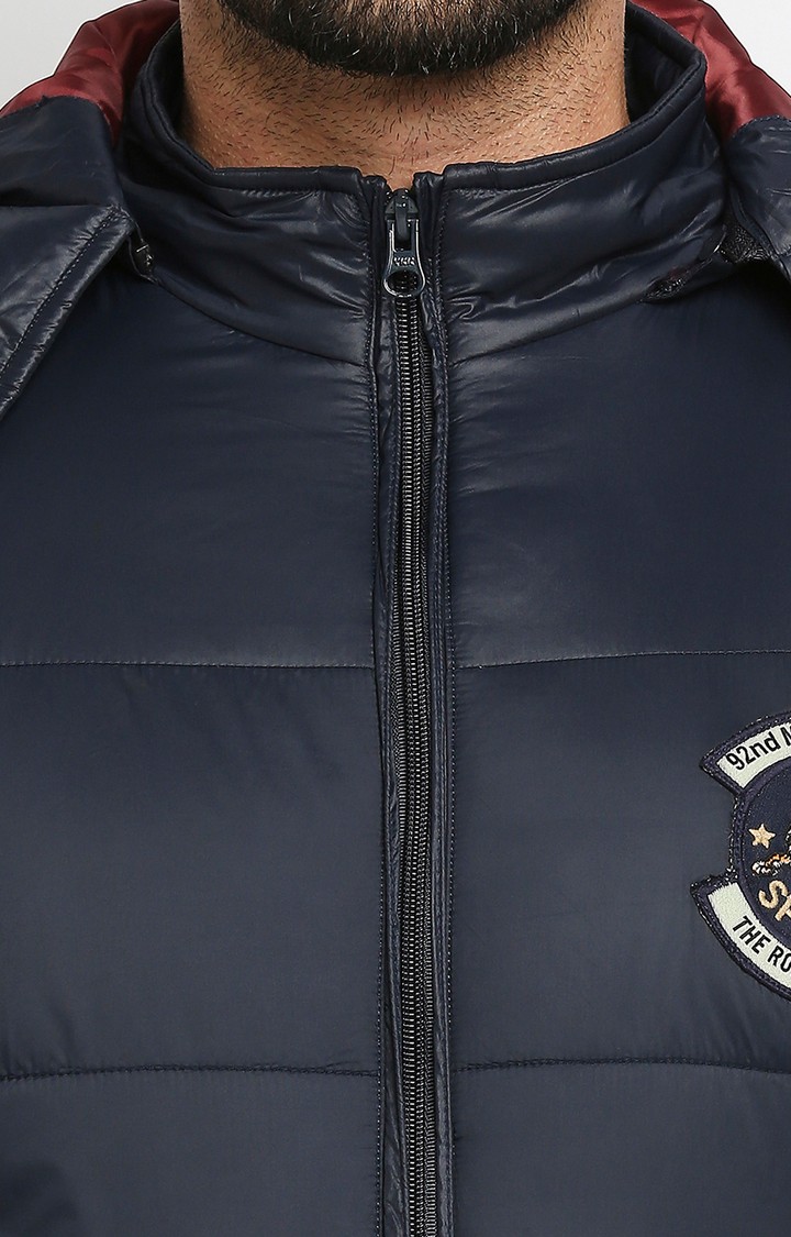 Spykar Blue Polyester Regular Fit Bomber Jackets For Men