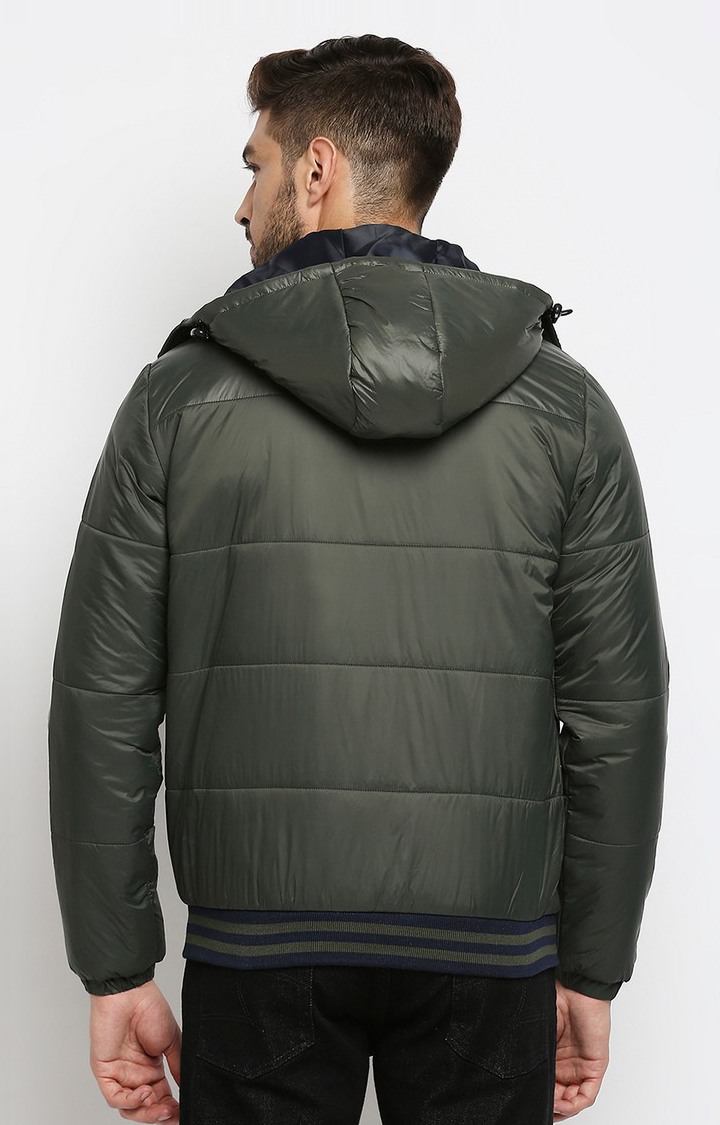 Spykar Green Polyester Regular Fit Bomber Jackets For Men