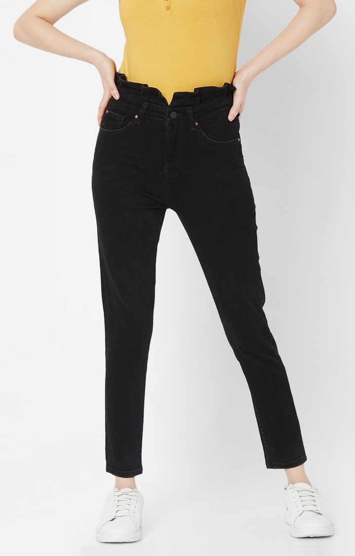 spykar | Women's Black Lycra Solid Slim Jeans 0