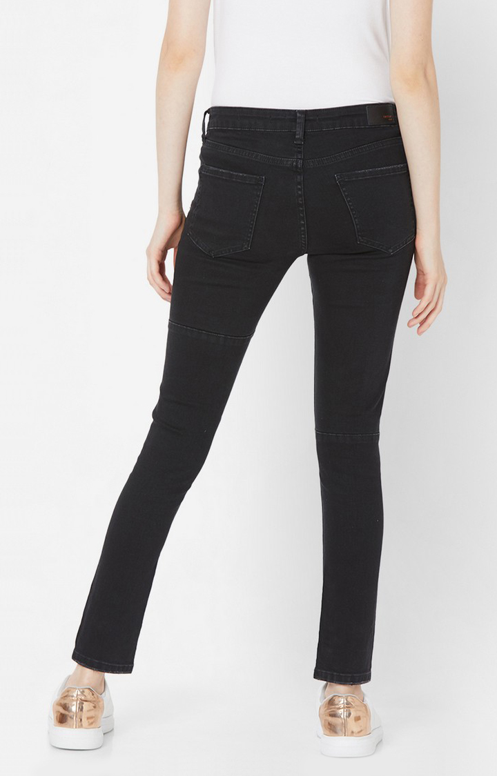 Women's Black Lycra Solid Slim Jeans