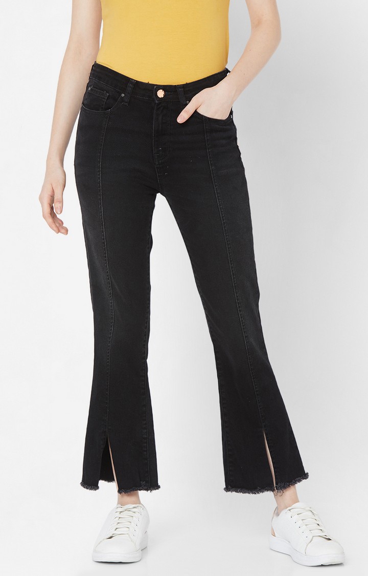 spykar | Women's Black Lycra Solid Bootcut Jeans 0