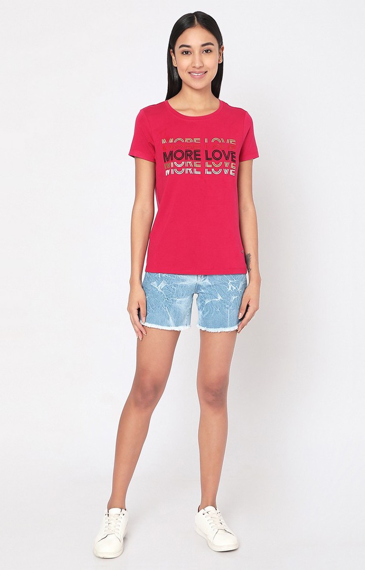 Women's Blue Cotton Solid Shorts