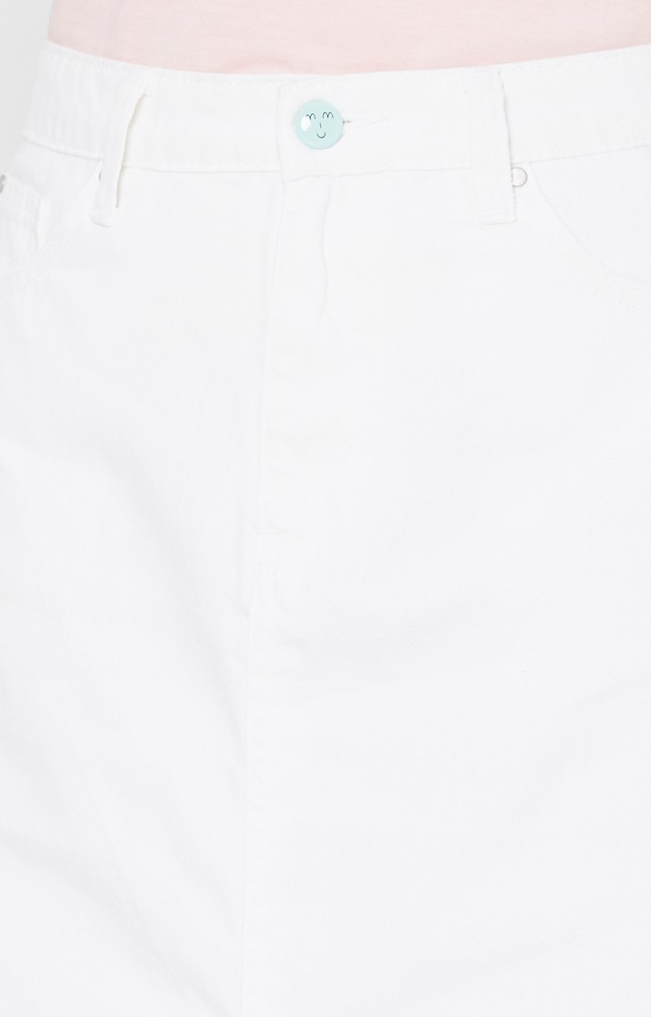 spykar | Women's White Cotton Solid Skirts 5