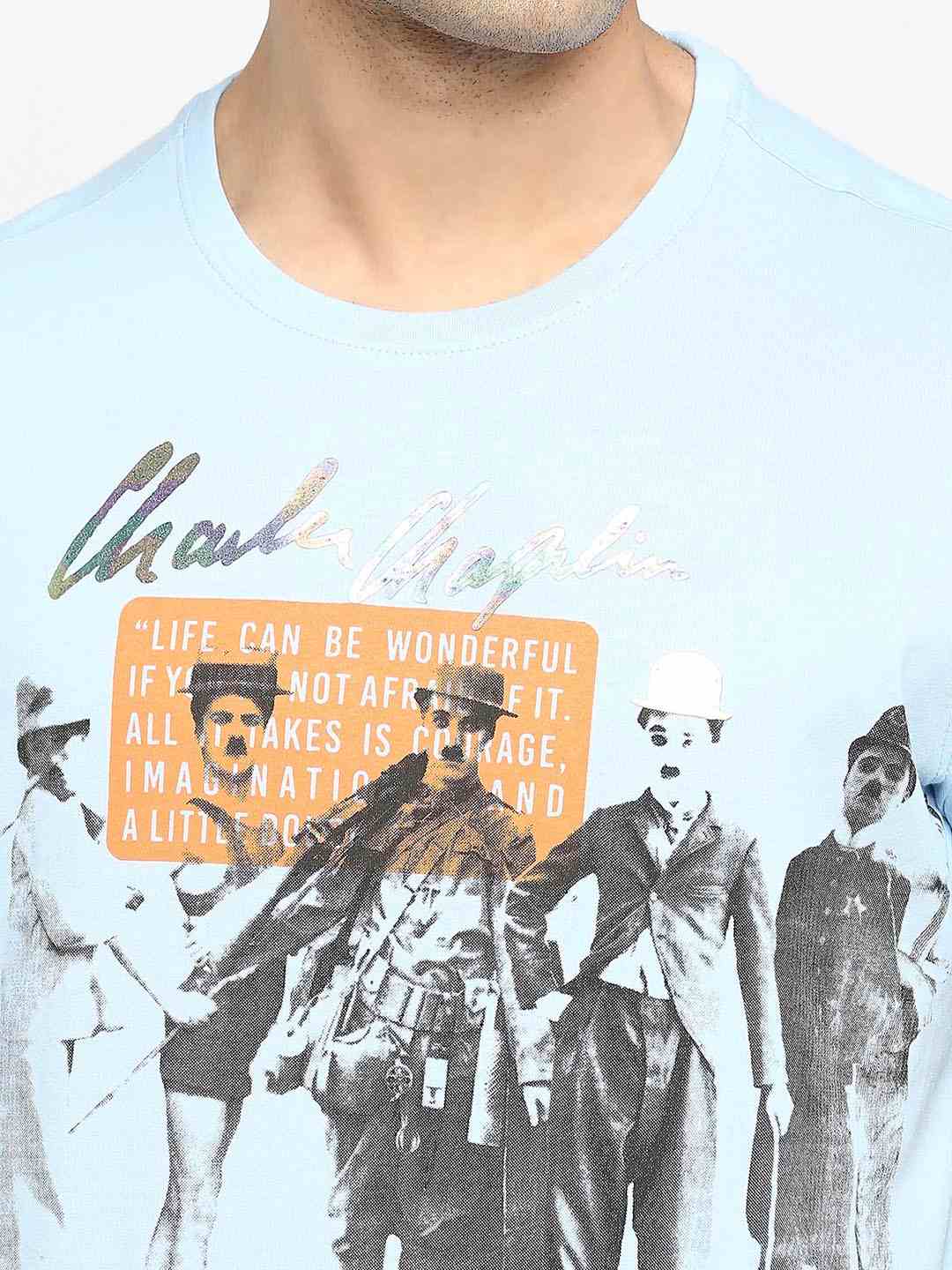 Spykar Blue Cotton Men T-shirt