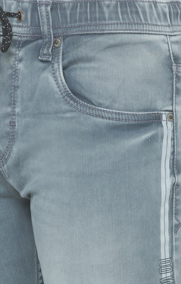 Men's Grey Cotton Solid Joggers Jeans