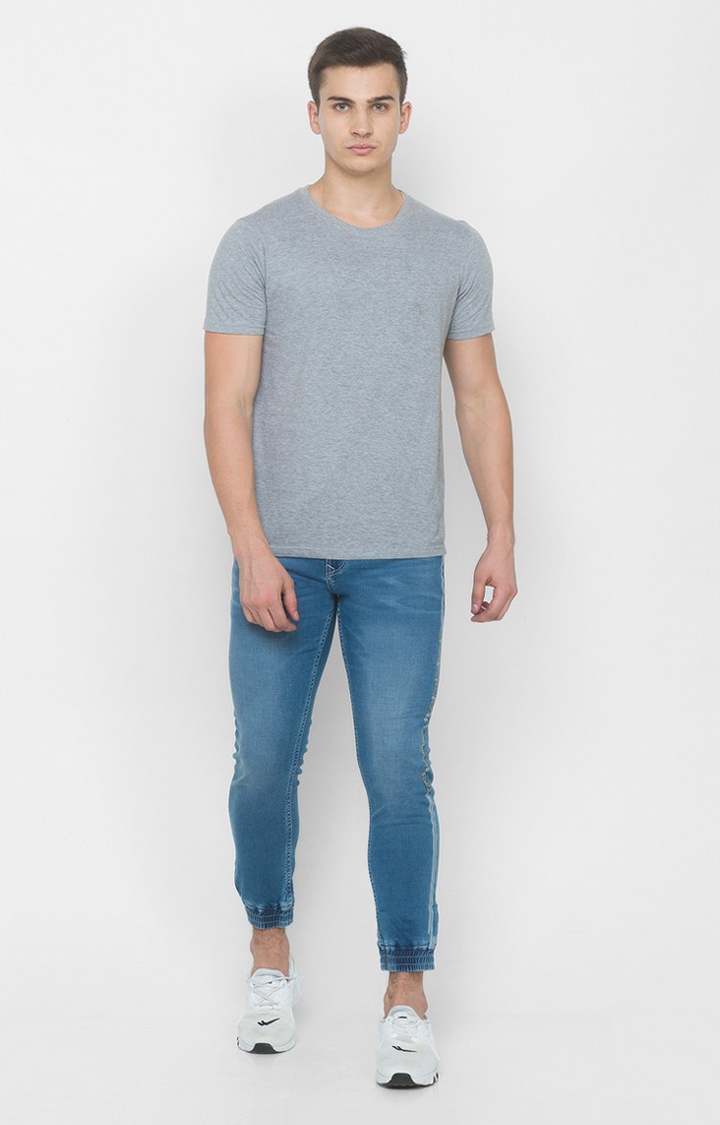spykar | Men's Blue Cotton Solid Joggers Jeans 1