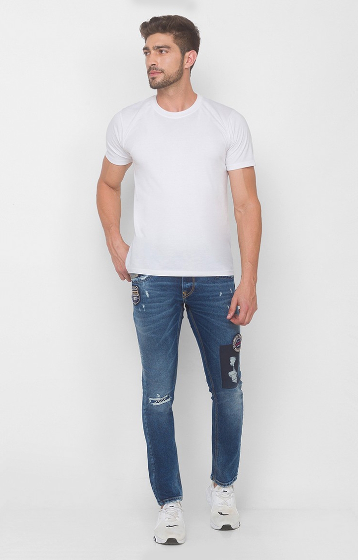 spykar | Men's Blue Cotton Solid Regular Jeans 1