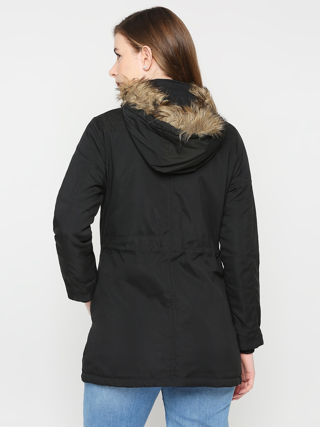 spykar | Spykar Women Black Nylon Slim Fit Hooded Jacket 3