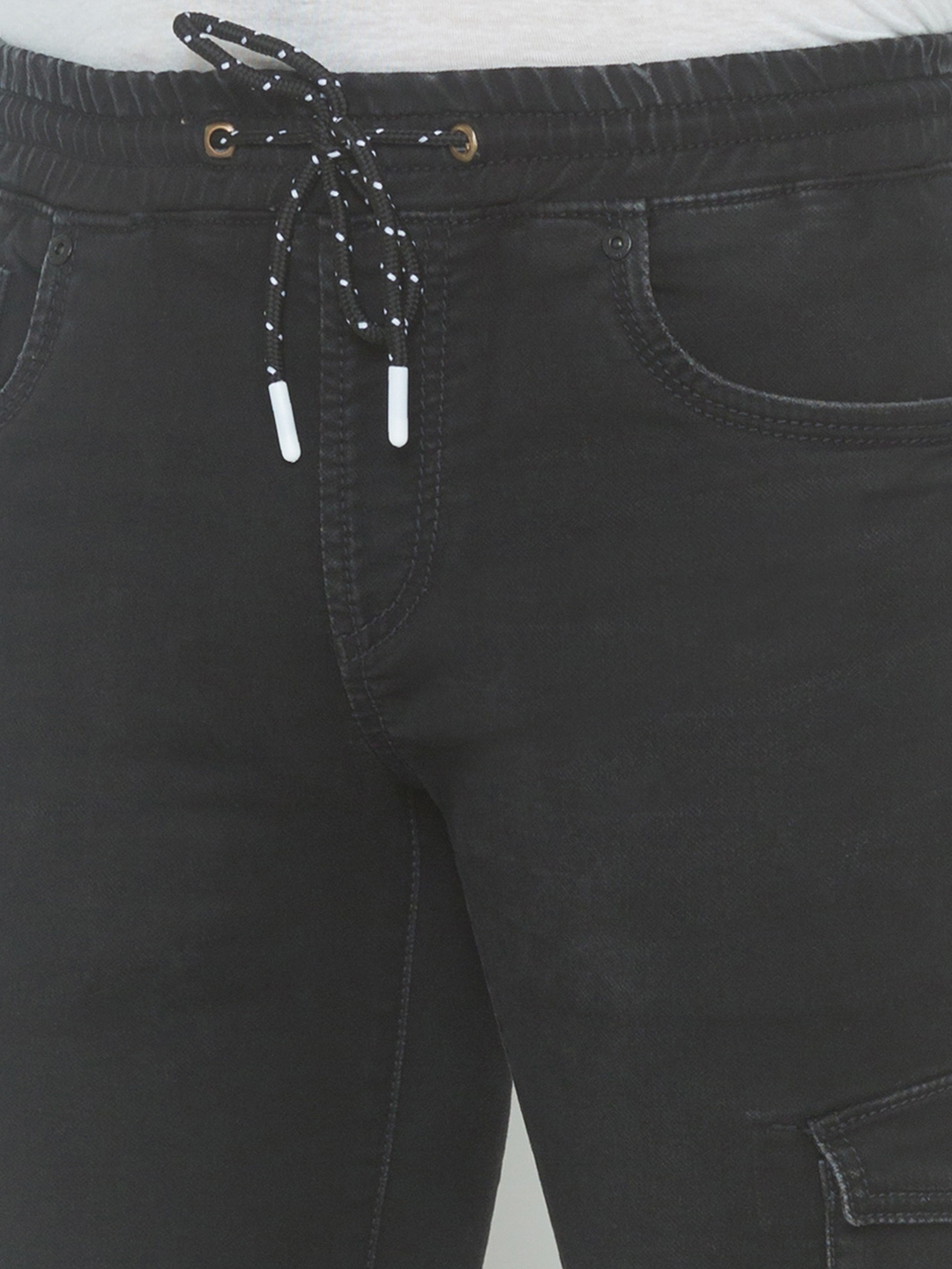 Spykar | Men's Black Cotton Solid Joggers Jeans 4