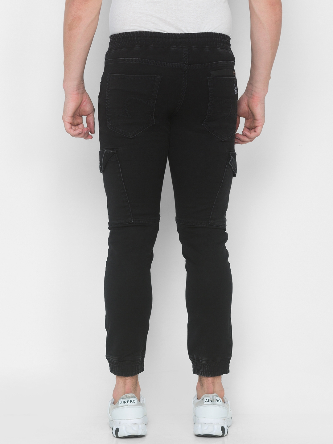 Spykar | Men's Black Cotton Solid Joggers Jeans 2