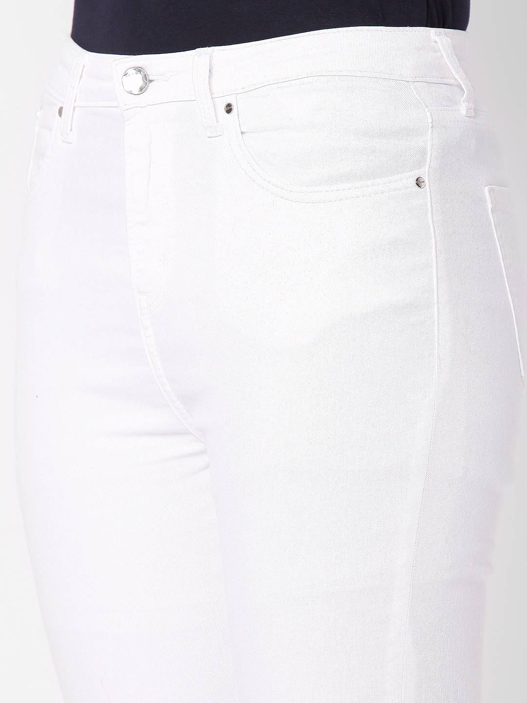 spykar | Women's White Cotton Solid Skinny Jeans 5