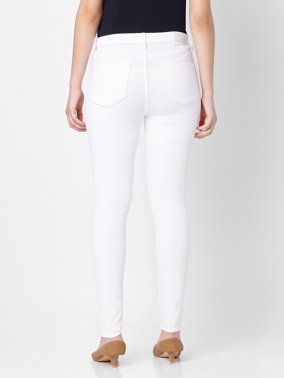 spykar | Women's White Cotton Solid Skinny Jeans 3