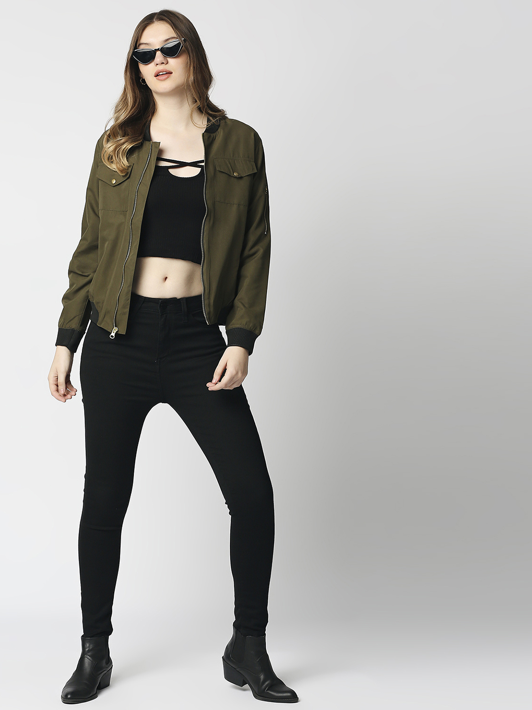 Women's Black Cotton Solid Skinny Jeans