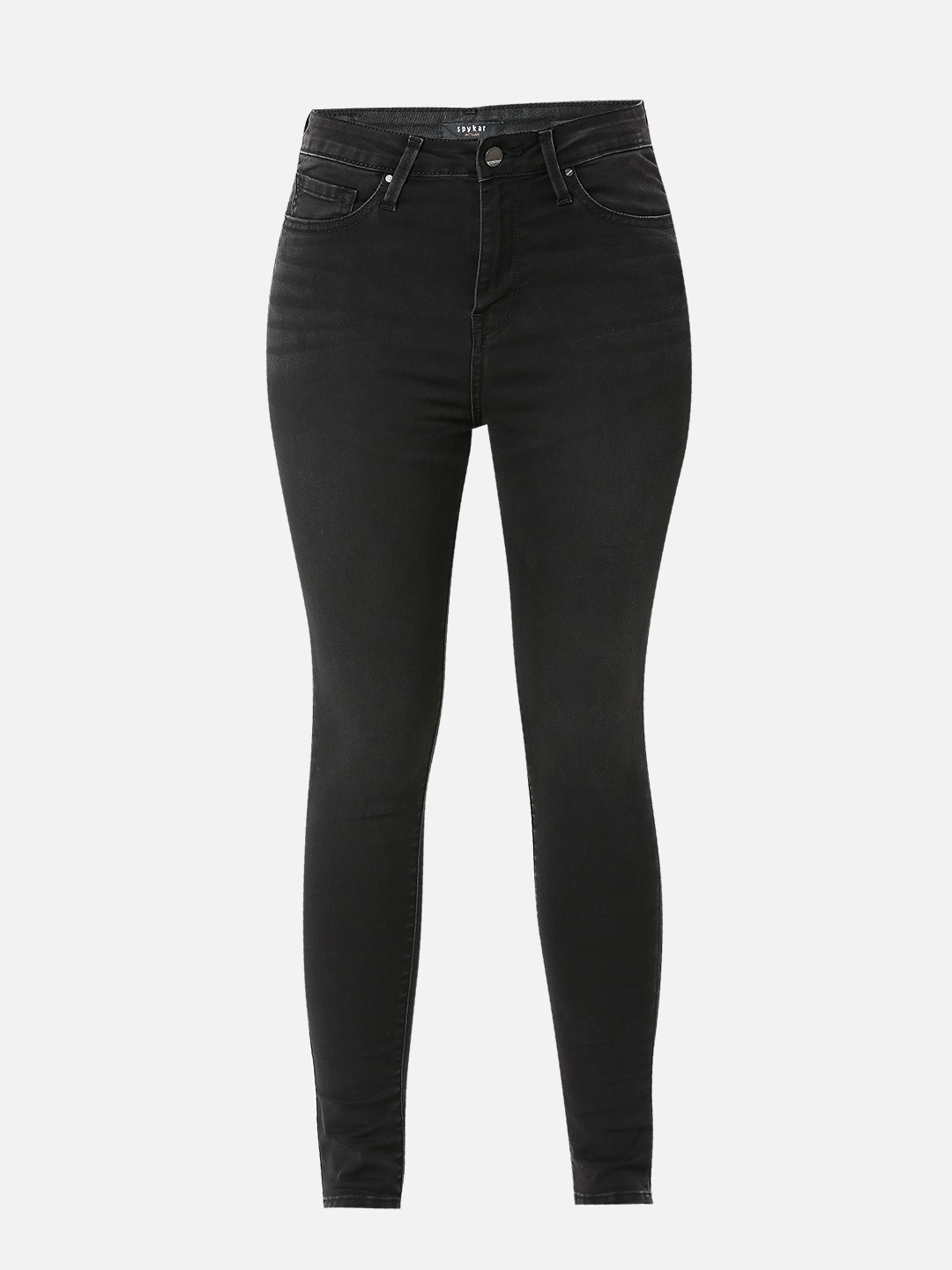 Women's Black Cotton Solid Skinny Jeans