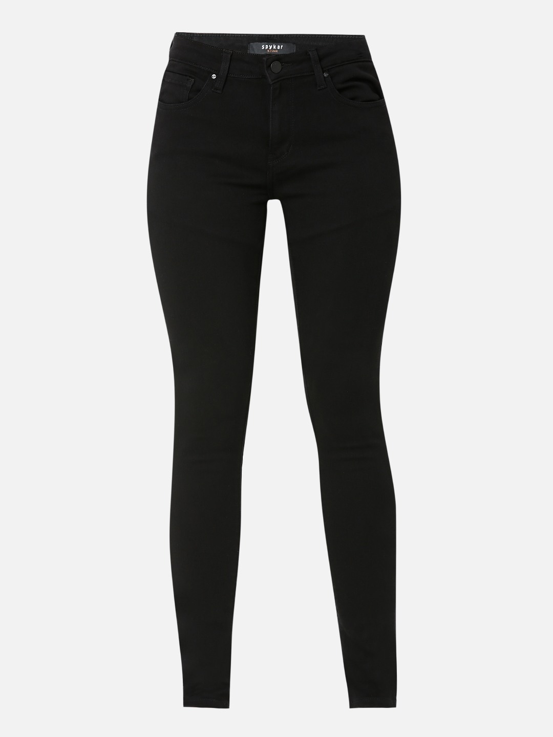 Women's Black Cotton Solid Skinny Jeans