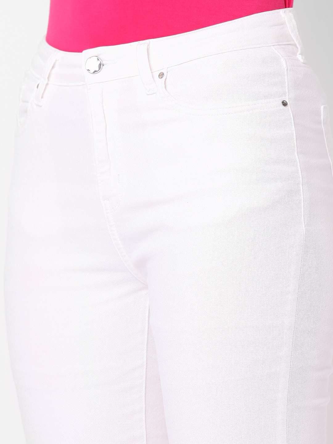 spykar | Women's White Cotton Solid Slim Jeans 5