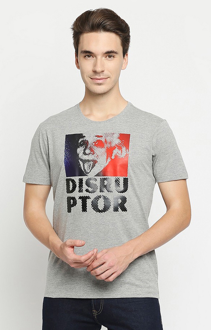spykar | Albert Einstein By Spykar Grey Cotton Slim Fit T-Shirt For Men 0